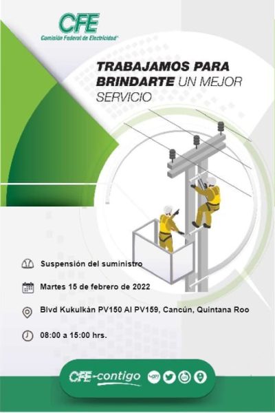 Anuncia CFE cortes de luz en Cancún y Chetumal