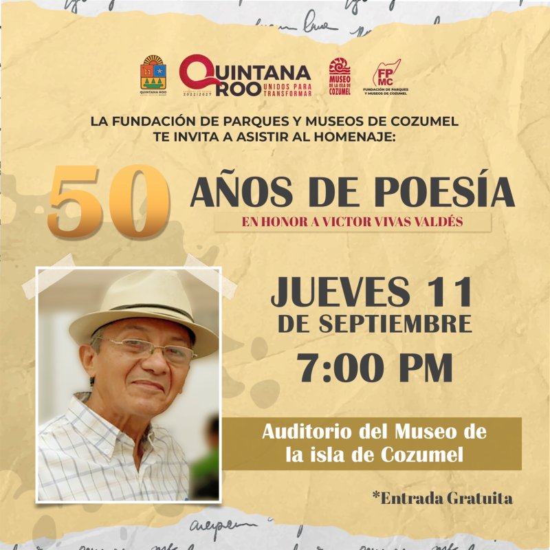 Celebran 50 años de trayectoria literaria del escritor cozumeleño Víctor Vivas Valdés