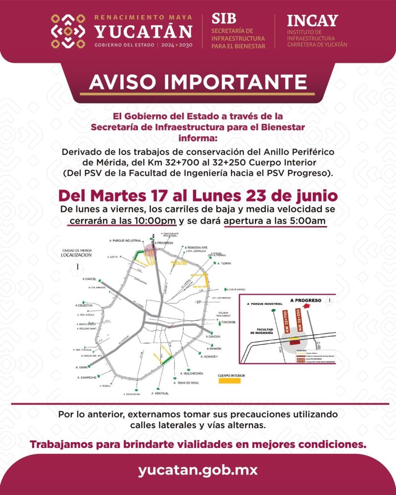 Concluyen trabajos en tramo del Periférico de Mérida