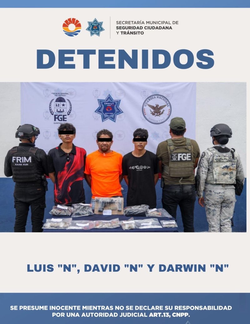 DETENIDOS POR DELITOS CONTRA LA SALUD Y PORTACIÓN DE ARMA DE FUEGO