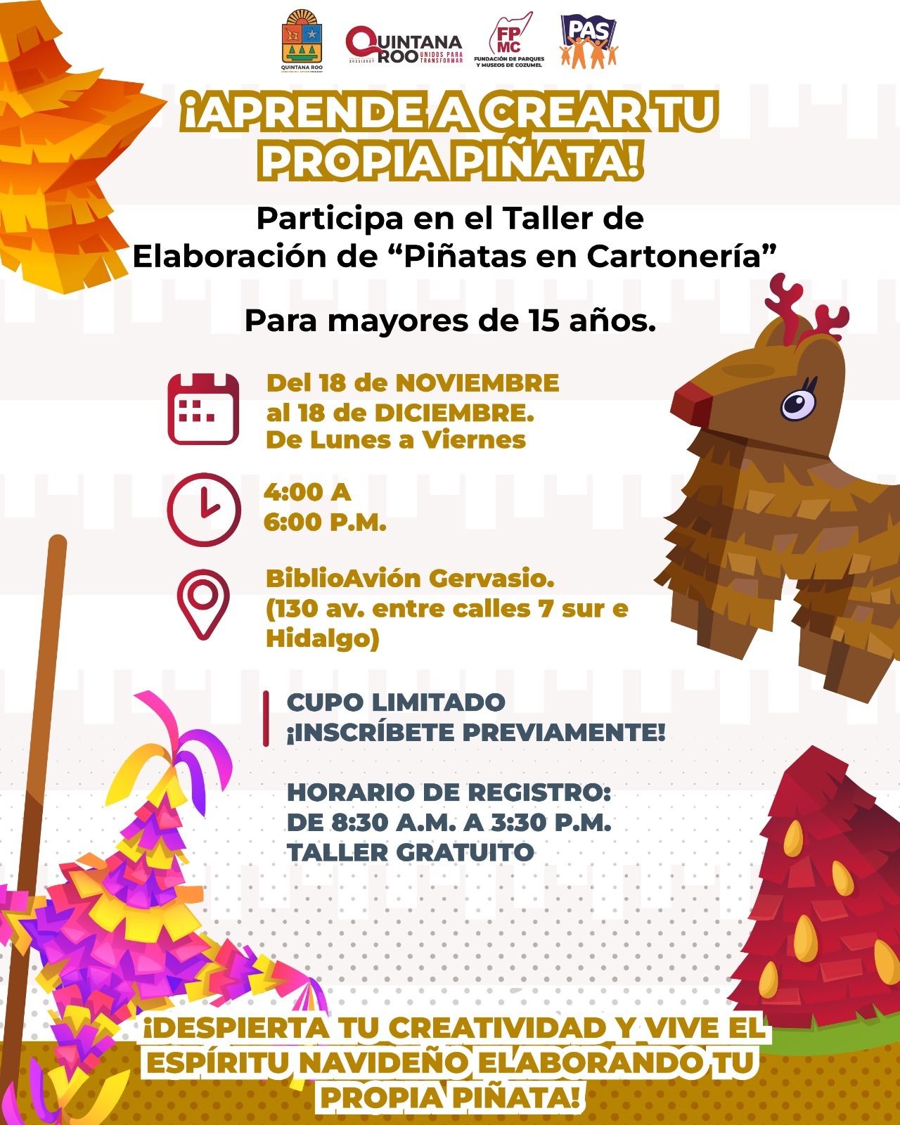 Invita la FPMC a participar en el taller gratuito “Elaboración de Piñatas”