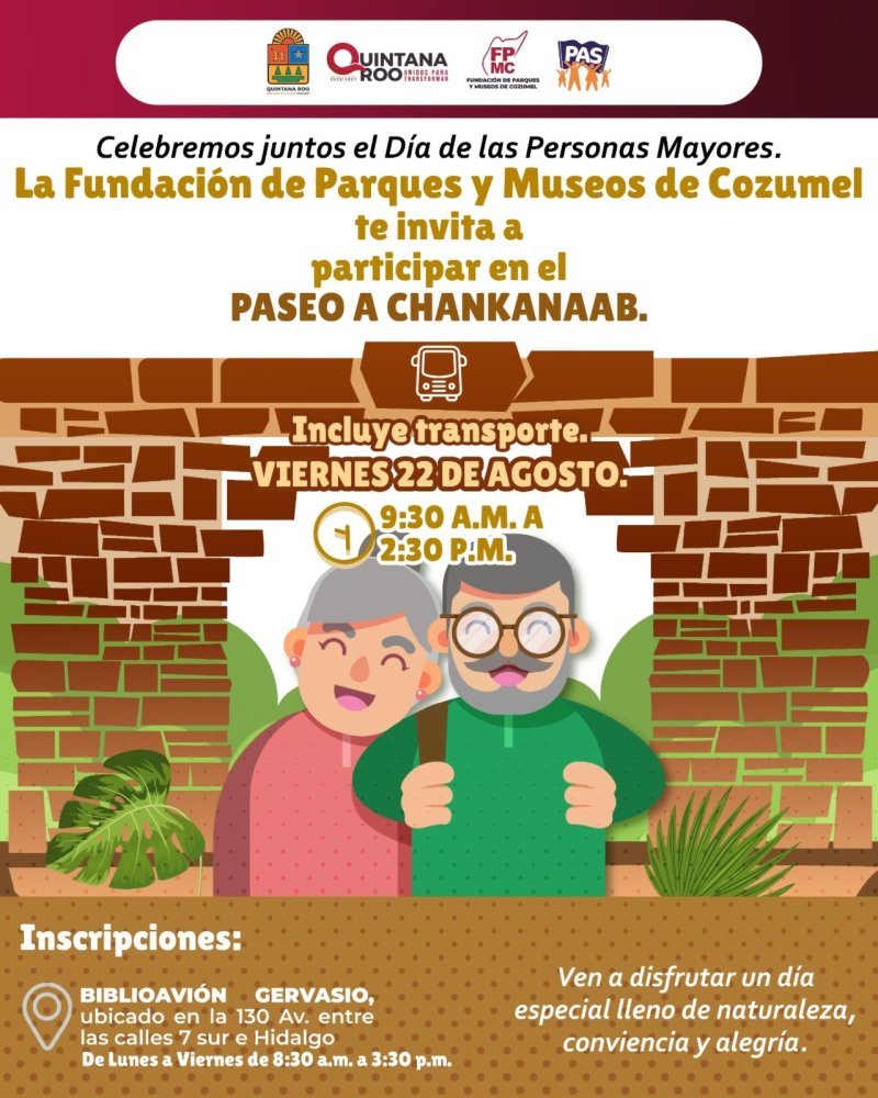 Invita la FPMC al “Paseo a Chankanaab” para celebrar a las y los adultos mayores en su día