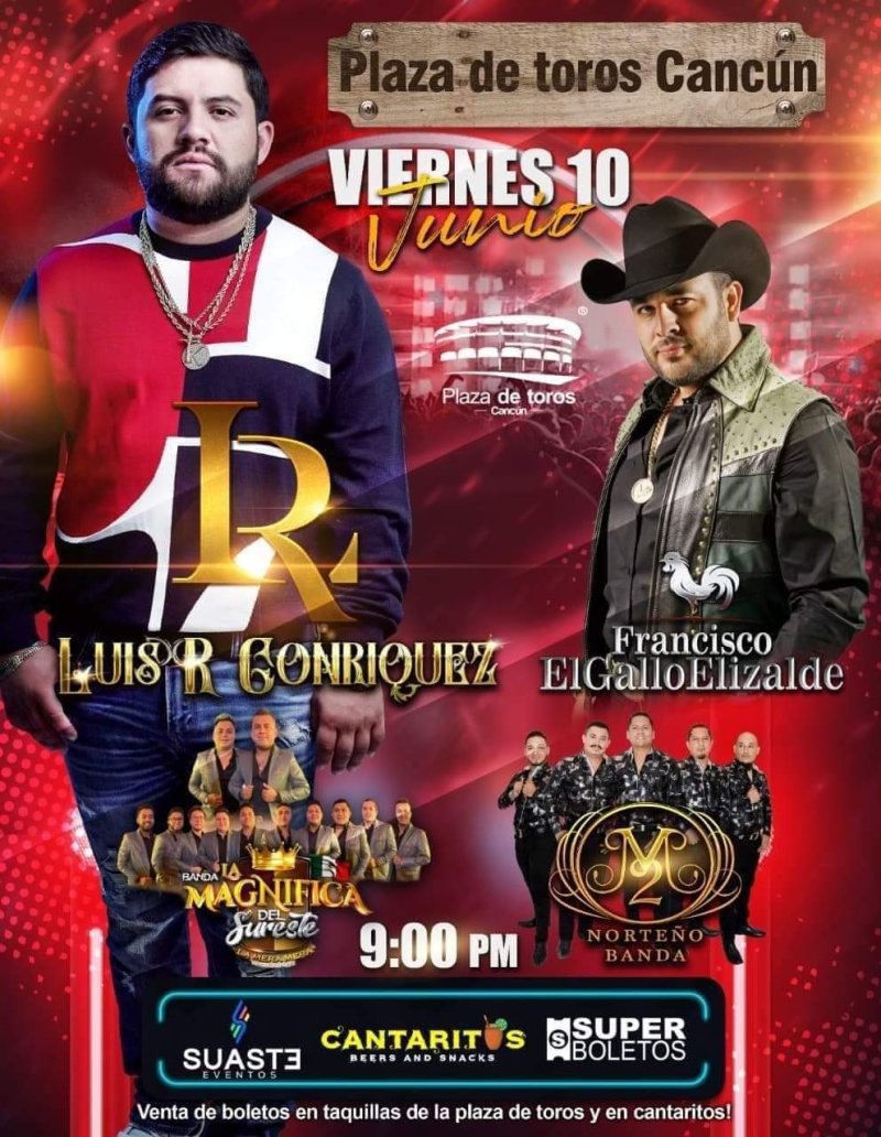 🟤 El cantante de regional mexicano 🎤más popular del momento, amo de los corridos bélicos Luis R Conriquez llega por primera vez a #cancun 🏝
