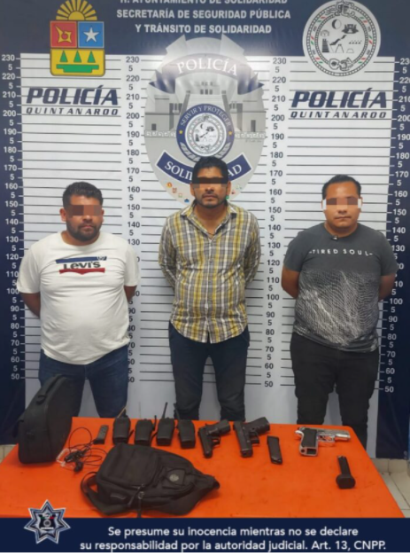 Detienen a tres empistolados tras una persecución en la colonia Gonzalo Guerrero de Playa del Carmen