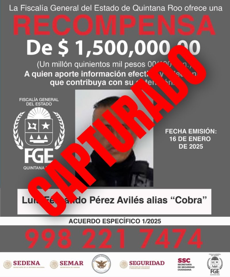 Captura FGE de Quintana Roo a Luis Fernando “N”, alias “Cobra”, en Othón P. Blanco; era buscado por desaparición de personas