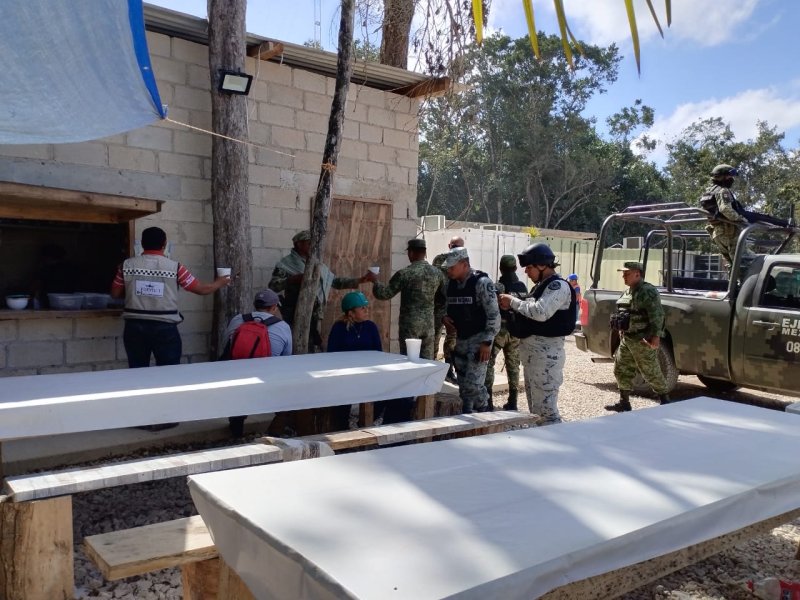 El día de hoy hubo movilización de protección civil, fuerzas de seguridad, Ejército Mexicano, Guardia Nacional y organismos encargados de los trabajos en el Tren Maya