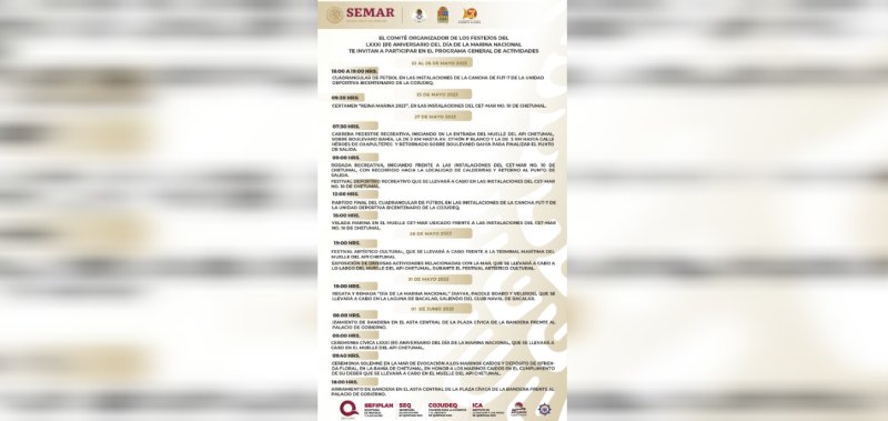Organizan actividades deportivas y culturales por el Día de la Marina Nacional