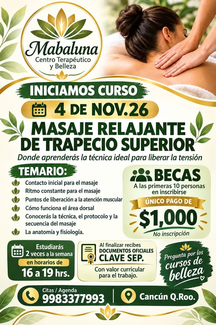Abren inscripciones para curso de masaje relajante en Cancún