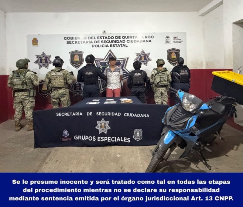 Detenciones en Quintana Roo por narcotráfico y armas de fuego